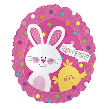 Foil Balloons - Foil Balloon 20(50.8cm Dia) Happy Easter Bunny & Chick