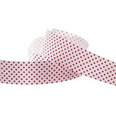 Valentines Day Ribbons - Ribbon Tear White with Red Dots (30mmx91m)