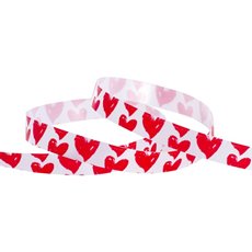 Valentines Day Ribbons - Ribbon Tear White with Red Hearts (30mmx50m)