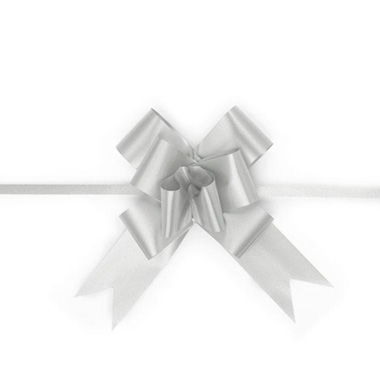 Pull Bows - Ribbon Pull Bow Silver (32mmx53cm) Pack 25