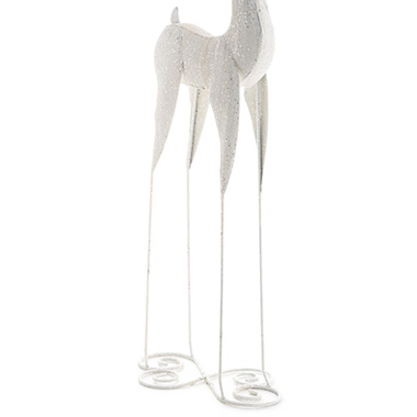 Standing Metal Reindeer Shimmering White (100cmH)