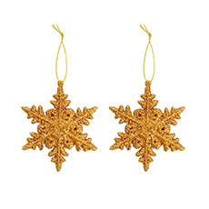 Christmas Tree Decorations - Hanging Traditional Snowflake Pack 2 Copper Gold (10.2cmH)