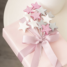 Christmas Star Glitter Picks Pack 12 Assorted (4cmDx20cmH)