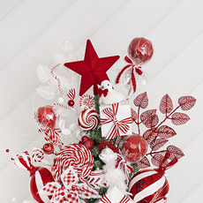 Flocked Star Tree Topper Red (23cmH)