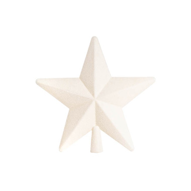 Christmas Tree Decorations - Flocked Star Tree Topper White (23cmD)