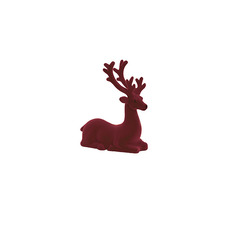 Christmas Ornaments - Sitting Flocked Reindeer Burgundy (18x20.5cmH)
