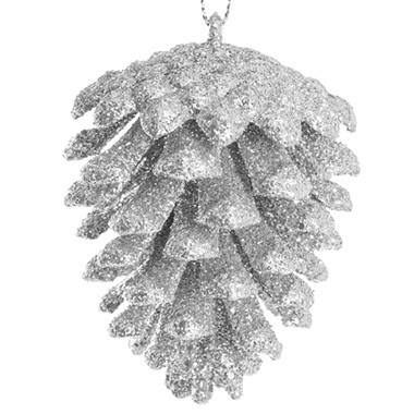 Hanging Christmas Pinecone Pack 3 Silver (6.5cmH)