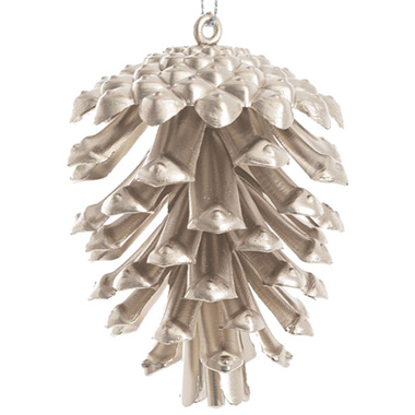 Hanging Christmas Pinecone Pack 3 Matte Champagne (7.5cmH)