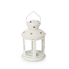 Candle Lanterns - Metal Lantern Hanging White (12x19cm)