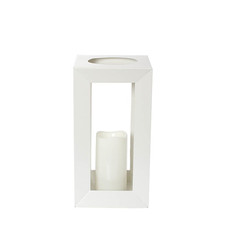 Candle Lanterns - Metal Lantern Square White Medium (17x32cm)