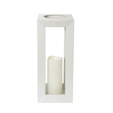 Candle Lanterns - Metal Lantern Square White Large (17.5x39.5cm)