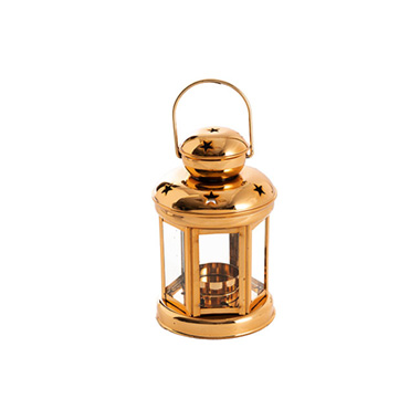 Candle Lanterns - Twilight Metal Hanging Lantern Gold (10x15cmH)