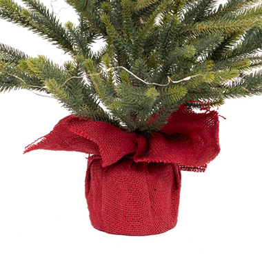 LED Norway Spruce Pine Tree w Red Jute Olive Green (56cmH)