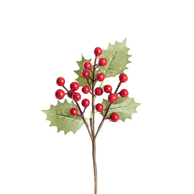 Christmas Picks - Red Berry Holly Pick Pack 6 Red (25cmH)