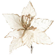 Christmas Flowers & Greenery - Christmas Flower Clip White (28Dx6cmH)