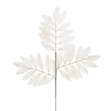 Christmas Flowers & Greenery - Artificial Leaf Glitter Spray White (70cmH)