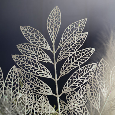 Artificial Leaf Glitter Spray White (70cmH)