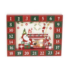 Christmas Ornaments - LED Christmas Advent House Calendar Red (35.5x27x6cm)