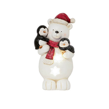 Christmas Ornaments - Polar Bear & Penguin with LED Decoration (21x20x39cmH)