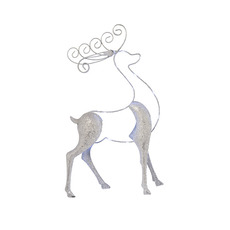 Christmas Ornaments - Standing Metal Reindeer with LED Silver (33x10x55cmH)