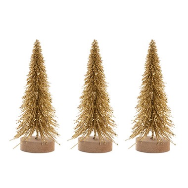 Christmas Ornaments - Mini Christmas Tree Pack 3 Gold (7x15x19cmH)