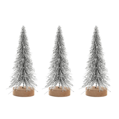 Christmas Ornaments - Mini Christmas Tree Pack 3 Silver (7x15x19cmH)