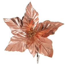 Christmas Flowers & Greenery - Metallic Poinsettia Clip Rose Gold (25cmDx6cmH)