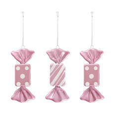 Hanging Christmas Square Candy Set 3 Pink (13cmH)