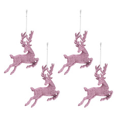 Hanging Reindeer Pack 4 Blush Pink (12.5cmH)