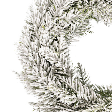 Snow Flocked Pine Xmas Candle Holder Wreath White (33cmD)