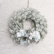 Snow Flocked Traditional Pine Wreath White (38cmD)