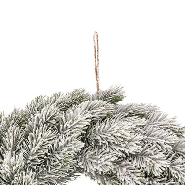 Snow Flocked Traditional Pine Wreath White (38cmD)