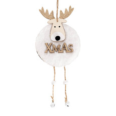 Hanging Faux Fur Xmas Reindeer Pack 2 White (7.25x25x2cm)