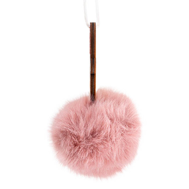 Hanging Snowman Faux Fur Ball Pack 2 Pink (10cmH)