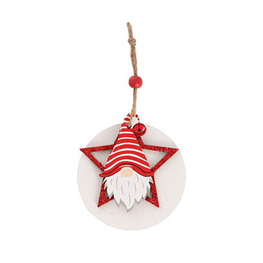 Hanging Wooden Gnomes Set 3 White & Red (8cmD)