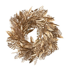 Mixed Fern Leaf Wreath Gold (50cmD)
