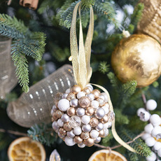 Hanging Bauble Cluster Pack 2 Gold (9cmD)
