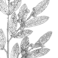 Vein Leaf Berry Spray Silver (71cmH)