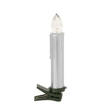 LED Christmas Flickering Candle w Clip Pack10 Silver (10cmH)