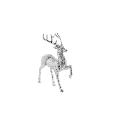 Christmas Ornaments - Reindeer w One Leg Up 12 Frosted Silver (30.5cmH)