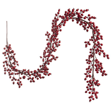 Christmas Garlands - Red Berry & Mini Apple Garland Red (150cmL)