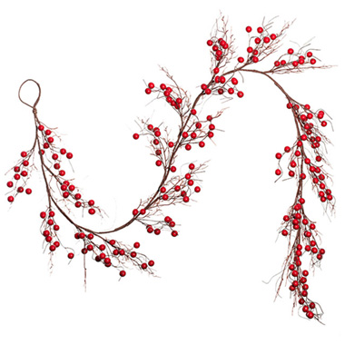Christmas Garlands - Red Berry & Twig Garland Red (185cmL)