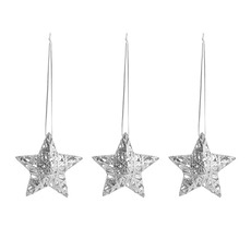 Christmas Tree Decorations - Hanging Stars Pack 3 Silver (8cmD)