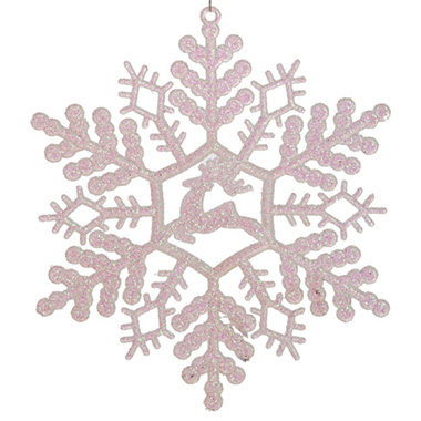 Hanging Reindeer Snowflake Pack 12 White (10cmD)