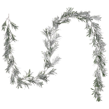 Christmas Garlands - Snow Flocked Mistletoe Garland White (190cmL)
