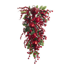 Christmas Swag - Pomegranate Berry Bauble Swag Red (50cmH)