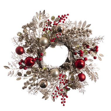 Christmas Wreath - Mixed Berry & Bauble Luxe Wreath Champagne (50cmD)
