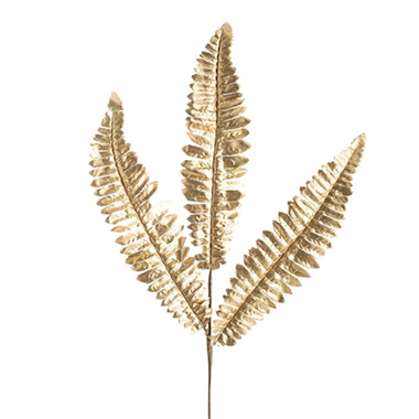 Artificial Metallic Leaves - Christmas Boston Fern Spray Gold (60cmH)