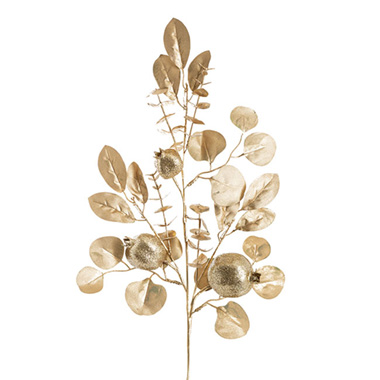 Christmas Flowers & Greenery - Eucalyptus Pomegranate Spray Gold (72cmH)