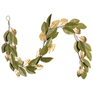 Christmas Garlands - Magnolia Leaf Garland Gold & Green (150cmL)